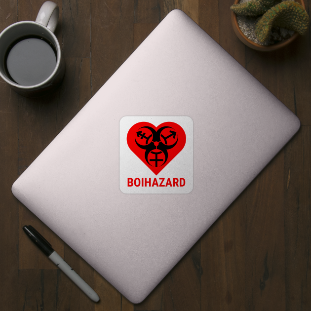 "BOI HAZARD" Heart - Label Style - Red by GenderConcepts